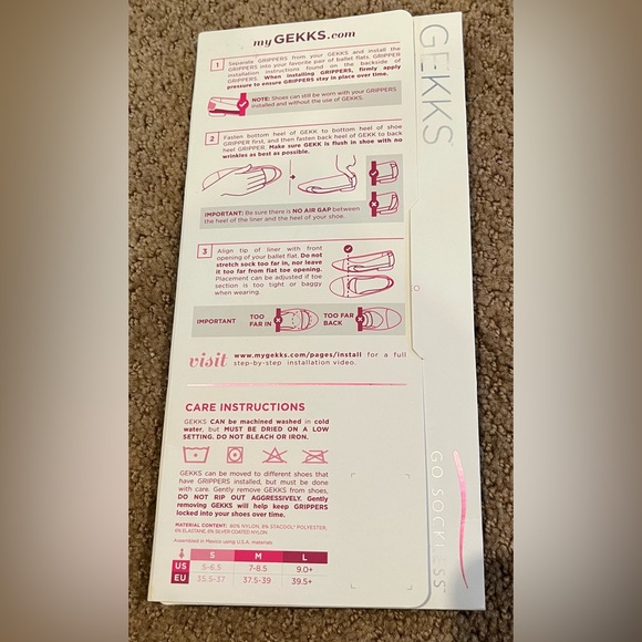 NWT Gekks Black Ballet Flats Shoe Insoles - Size Large / 9 - 11.5 - Still in box - Picture 2 of 3